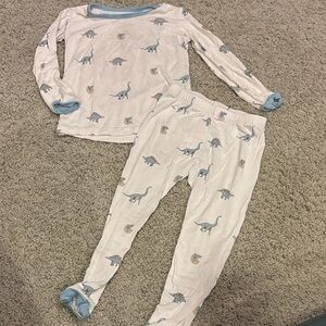 Kyte baby Dinosaur Print Kids Pajamas - White and Blue